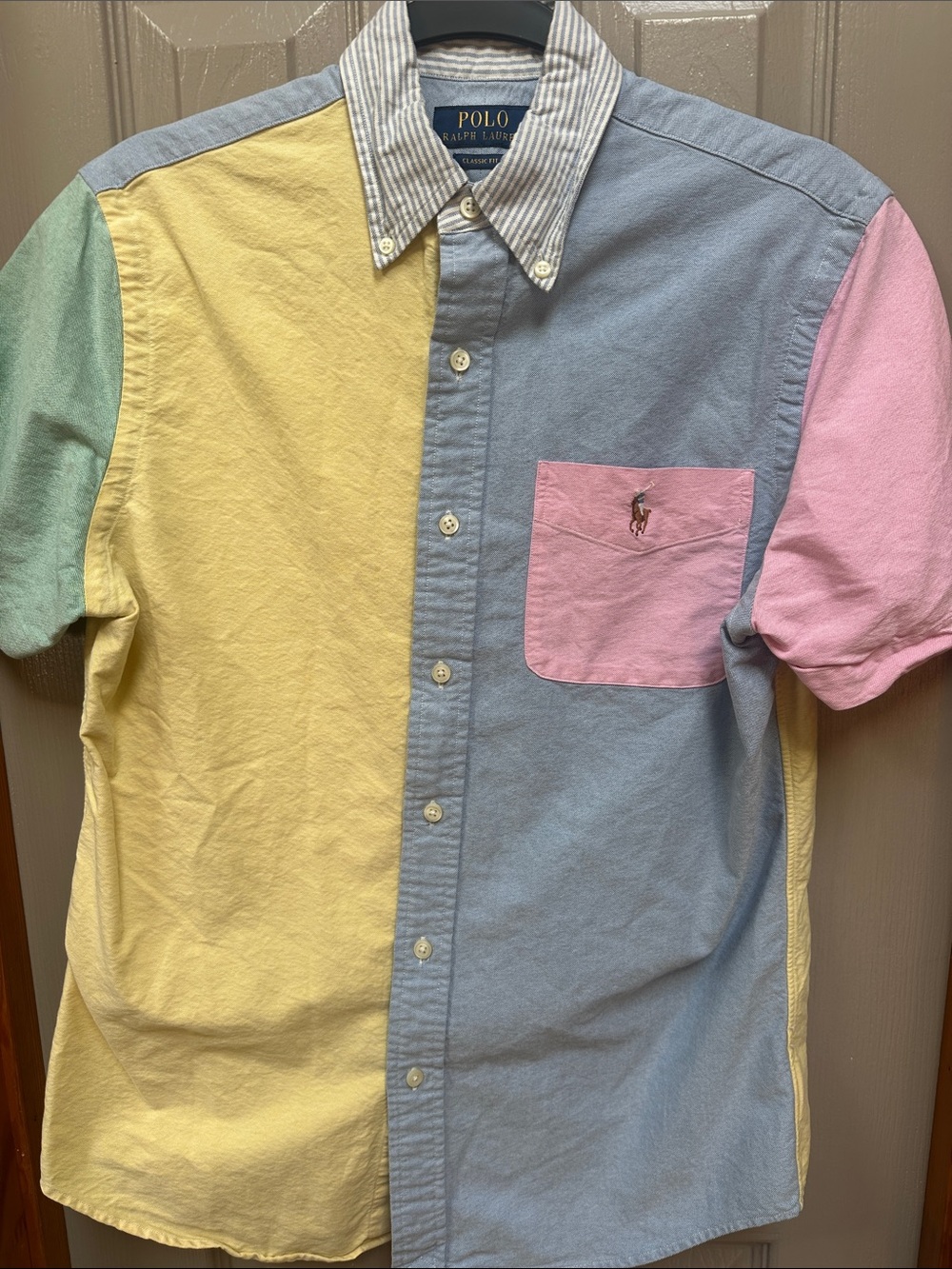 Men’s Polo by Ralph Lauren Pastel Multicolor Colorblock Button-Down Shirt